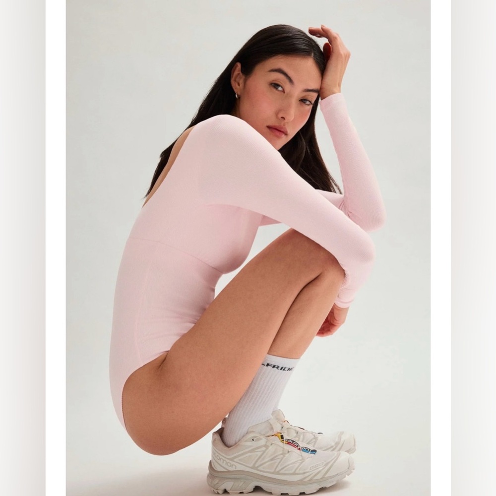 Ribbed Pink Bodysuit
